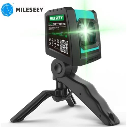 Mileseey 2 Lines Green Laser Level L52G Strong Magnetic Vertical Cross Laser Leveler with USB Charge and Tripod Self-Leveling