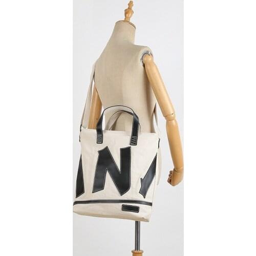 M430 Brand Large Pocket Casual Tote Canvas Bags Handbag Shopping Bag Shoulder Retro Diagonal Personality Stitching Commuter New