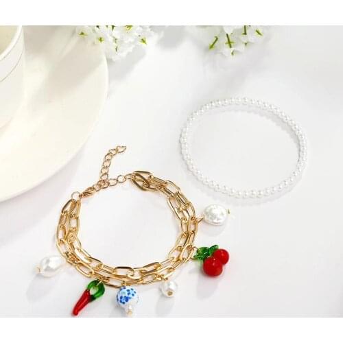 Bohemian fashion Crystal Bead Pearl Shell Bracelet Leaf for Women men Multilayer Stretch Stackable Bracelet &Anklet Jewelry