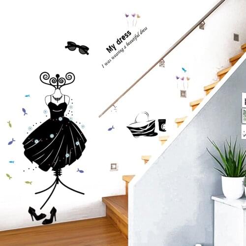 Fashion Wall Sticker Wall Decals Art Decor Mural for Girls Bedroom Dressing Room Cloakroom