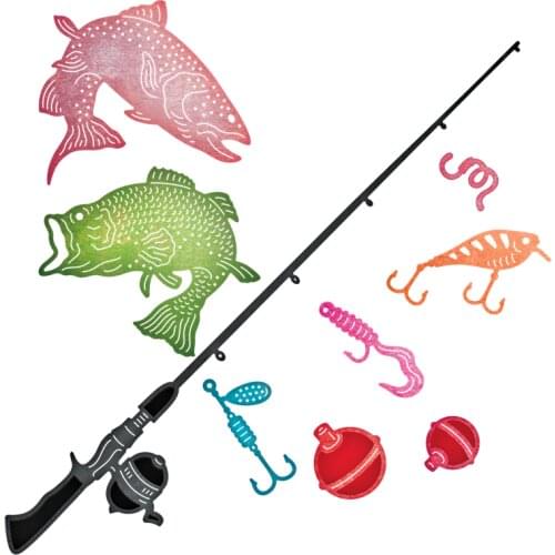 Outdoor Fishing Set Metal Cutting Dies Stencil for DIY Scrapbooking Photo Album Embossing Paper Cards Crafts Diecuts New 2018