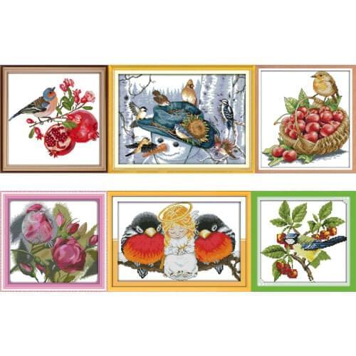 Joy sunday Birds Series Cross Stitch Kits 11CT Printed Fabric 14CT Canvas DMC Counted Cross-stitch nkf Embroidery Needlework