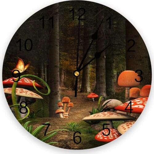 Mushroom Forest 3D Wall Clock Modern Design Living Room Decoration Kitchen Clock Art Wall Watch Home Decor