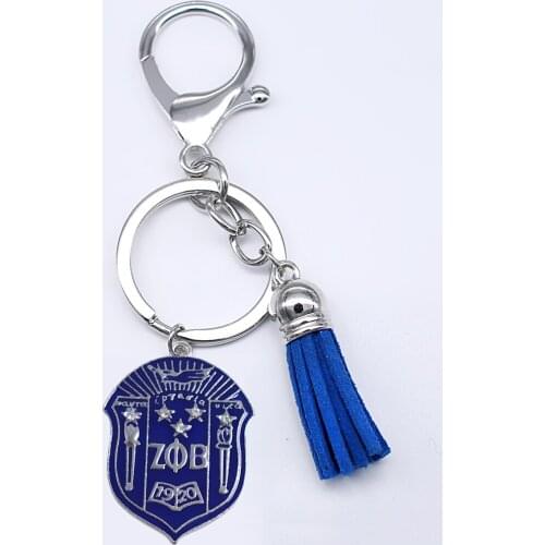 New arrival enamel metal greek society ZETA PHI BETA sorority symbol badge pendant keychain for delicate tassel charm key chain