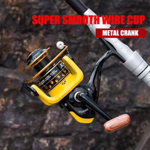 All Metal Fishing Reel HD1000-7000 Spinning Fishing Wheel 5.2:1 Gear Ratio Super Smooth Wire Cup Spinning reel