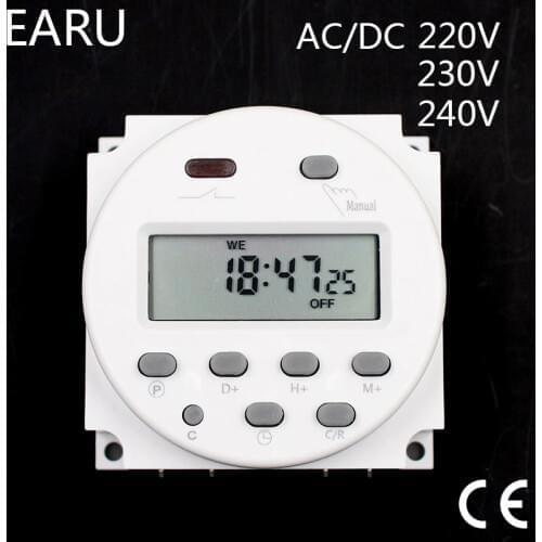Free Shipping CN101A AC 220V 230V 240V LCD Digital Timer Programmable Time Switch