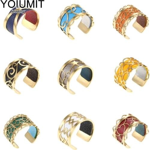 Crem Simple rings Stainless Steel Free Size Two Line Rings Interchangeable Bague Gold Adjustable Rings For Female Birthday Gift