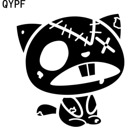 QYPF 13.6CM*14.2CM Interesting Lovely The Small Animals Zombies Graphic Car Sticker Black/Silver Vinyl Decoration S9-2145