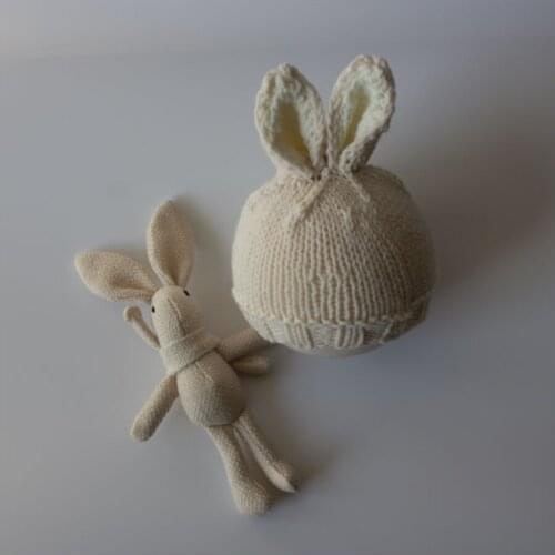 Newborn Photography Prop Newborn Bunny Bonnet and Toy Set Different Colors