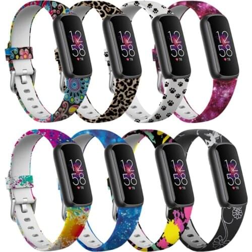 Printed Silicone Strap Replacement Watch Strap Smart Watch Band Wrist Stap Bracelets Compatible with Fitbit-Luxe Watch