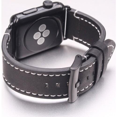 HENGRC Cowhide Vintage Genuine Leather Watchband Bracelet For Apple Watch Band 42mm 38mm Series 1 & 2 Watch Accessory