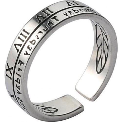 Retro Adjustable Roman Numerals Engraving Opening Ring Wedding Band Party Jewelry