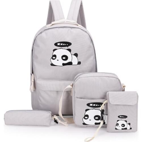 Panda school bags children backpack set bags for kids child lap top phone bag black cartoon pencil holder gray blue