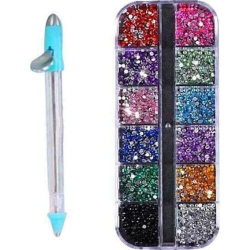 Dotting Pen Diamond Painting Tool Manual Point Drill Pen + 600pcs Rhinestone Drill Crystals 1set Nail Art Tools