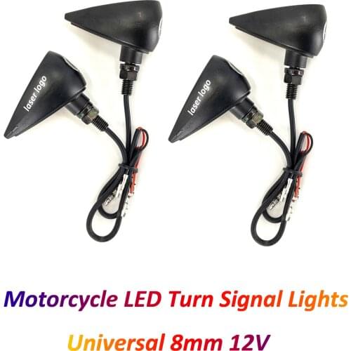 Universal 12V 8MM Motorcycle Moto LED Turn Signal Lights Amber Indicators for Honda Yamaha Suzuki Kawasaki Ducati Benelli Cafe