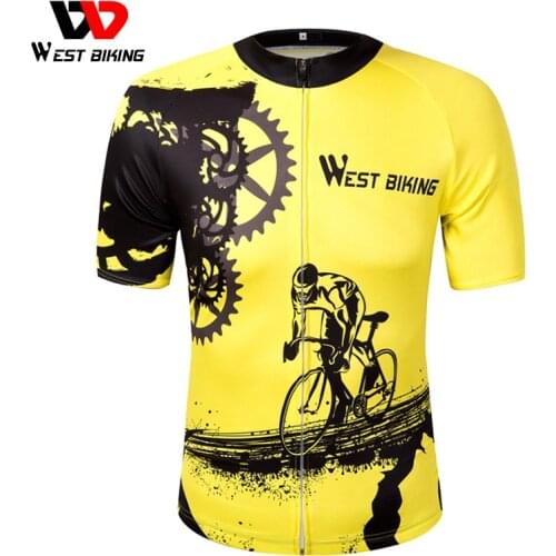 WEST BIKING Bike Short Sleeve Team Women/Men Yellow Spandex Cycling Jersey Tops/Short Sleeve Bike Clothing Summer Cycling Jersey