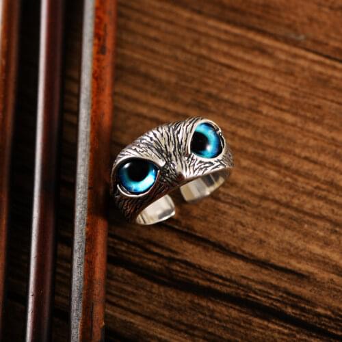 Vintage Nighthawk Owl Open Rings For Men Creative Animal Design Unisex Punk Finger Ring Trendy Accessories Shocking Gifts