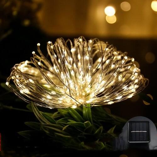 Waterproof Courtyard Decoration Christmas String Lights Lampki Choinkowe 100led Solar Copper Flash Outdoor Garden
