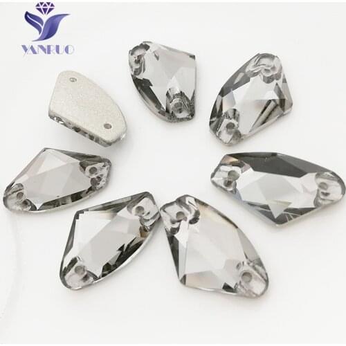 YANRUO 3256 Galactic Black Diamond Grey Stones Sew On Crystal Flat Back Rhinestones Loose AAAAA Sewing Jewelry Dresses