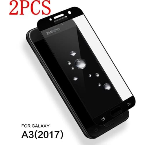 2PCS Full Glue Full Cover Tempered Glass For Samsung Galaxy A3 2017 Screen Protector protective film For SM-A320 A320F glass