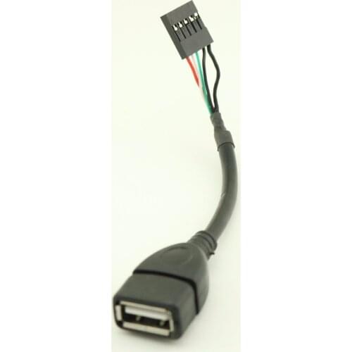 1pcs 10cm USB 2.0 Type A Female to Dupont 5 Pin Female Header Data Motherboard Adapter Black Cable