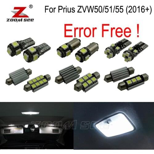 12pcs LED bulb interior dome map lights kit for Toyota for Prius ZVW50 ZVW51 ZVW55 (2016+)