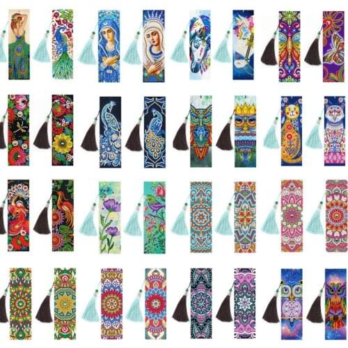 2PCS/Set DIY Special Shaped Diamond Painting Bookmarks diamond Embroidery Cross Stitch Tassel Bookmark Diamond Mosaic Gift