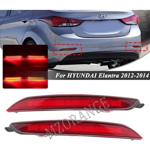 1 Pair LED Rear Bumper Light For Hyundai Elantra 2012 2013 2014 Tail Light Fog Lamp Bumper Brake Stop Signal Reflector