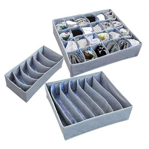 3pcs/set Foldable Drawer Organizers Storage Box Case For Bra Ties Underwear Socks Scarf Drawer Organizers Gray 2020 New Sale