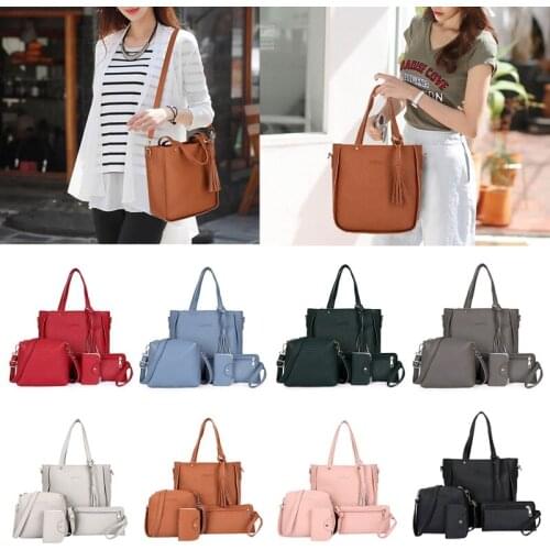 4pcs Women Lady Fashion Handbag Shoulder Bags Tote Purse Messenger Satchel Set 28GD