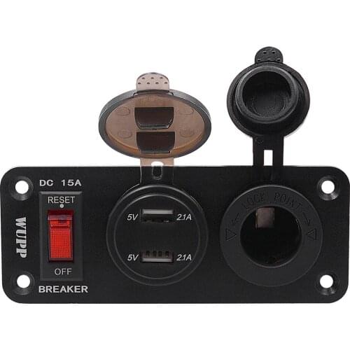 5V 2.1A Dual USB Car Charger Adapter LED Voltmeter Monitor 12V Circuit Breakers For Car Truck Marine Boat LED Switch Panel