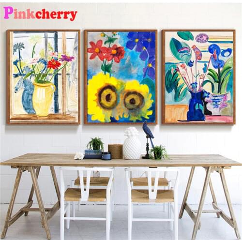 Diamond painting cross stitch Sunflower rose painting Blue modern romantic artwork,5d,diamond embroidery mosaic crafts gift