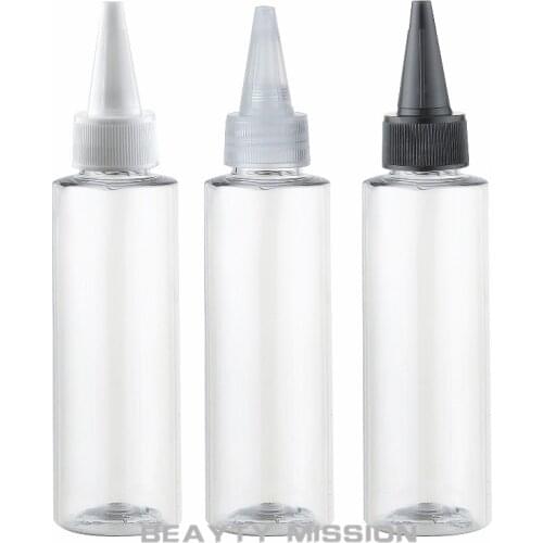BEAUTY MISSION 48pcs/lot 100ml black pointed mouth Plastic cream clear bottle,skin-care bottle,100ml shampoo container bottle