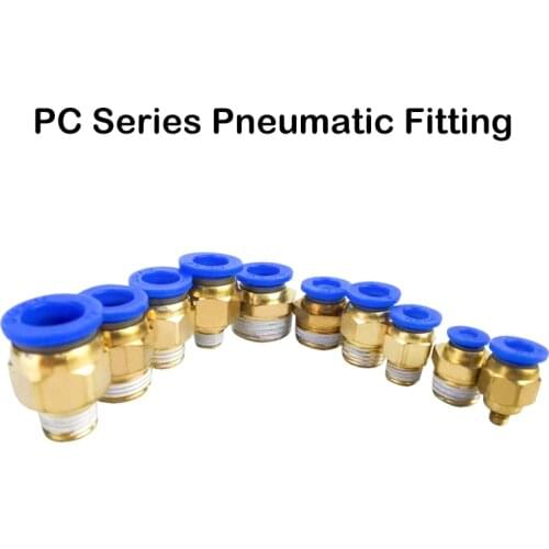 BSPT 1/8'' 1/4'' 3/8'' 1/2'' Male-4 6 8 10 12mm Pneumatic Connectors Male Straight One-Touch Fittings, PC6-01