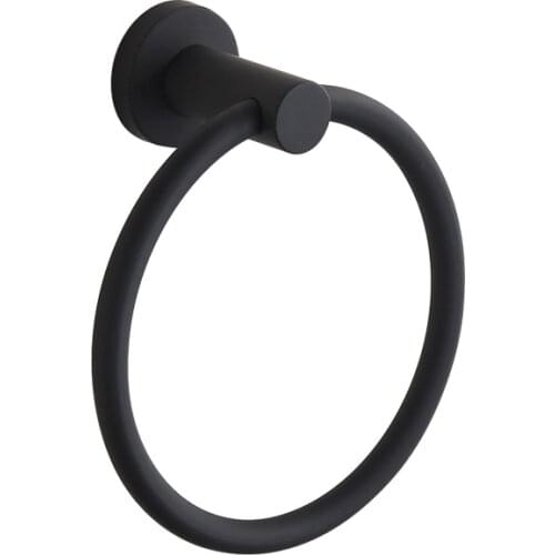 Personality Contemporary Brushed Black Towel Holder Towel Ring 304 Stainless Steel Towel Bar Mounting Bathroom Products Gu60