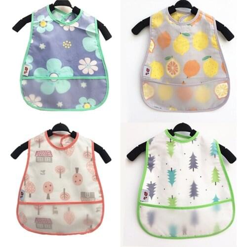 Baby Bibs EVA Waterproof Lunch Bib Adjustable Cartoon animal Printing Feeding Burp Cloth Children Apron Babador Bandana NBB0275