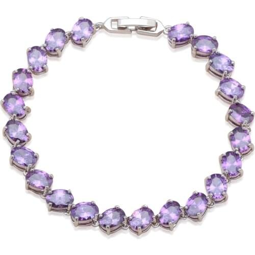 Graceful Bracelets Crystal Ladies' Style white gold tone Purple Zircon Factory Price Anniversary Fashion Jewelry TB849A