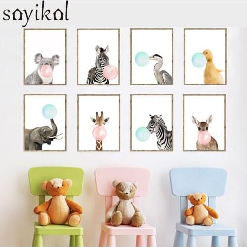 Koala Giraffe Zebra Animal Posters and Prints Canvas Art Painting Wall Art Nursery Picture Nordic Style Kids Room Decoration
