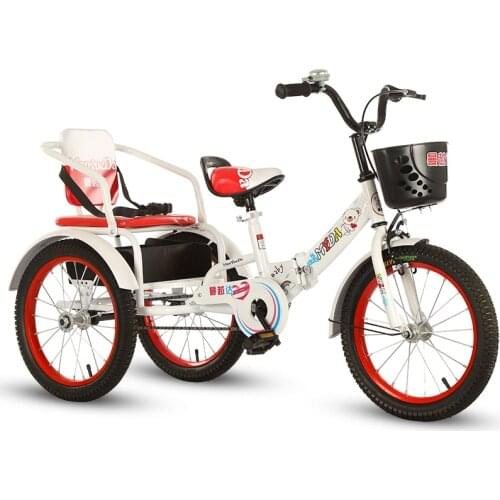Light folding childrens tricycle safe anti rollover baby bicycle inflatable tire bucket bicycle easy installation