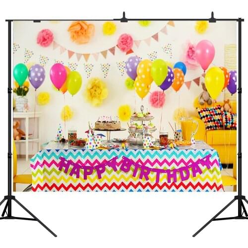 Lyavshi Balloons cake Birthday Party Scene Baby Photography Backdrops Custom Photographic Backgrounds For Home Photo Studio