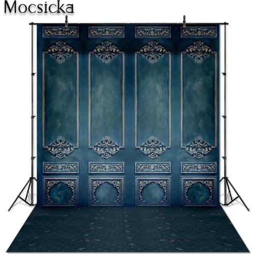 Old Dark Blue Wall Photography Backdrop for Photo Studio Retro Door Art Photographic Background Photographer