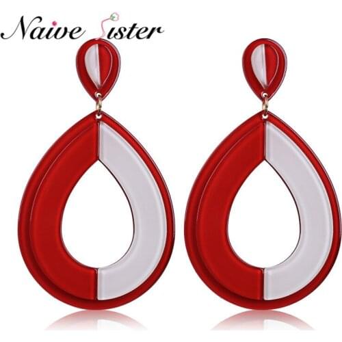 Fashion Water Drop Earrings Acrylic Material Party Accessories Womens Long Earings Statement Jewelry Red Pink Color Brincos