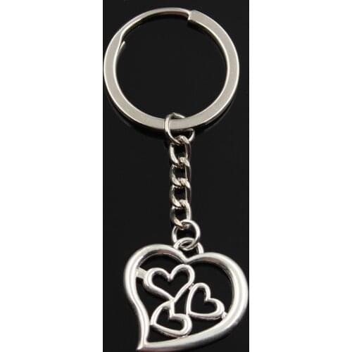 Fashion Keychain 28x27mm hollow heart silver color pendants DIY Men Jewelry Car Key Chain Ring Holder Souvenir For Gift