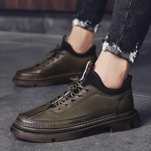 Mens Brogue Shoes Thick-soled shoes Boots Non-slip Men Casual Leather Shoes Fashion Sneakers Moccasins Male Footwear