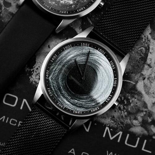 2020 Enmex design wristwatch 3D Black Hole creative design stainless steel case Oil Painting face quartz clock watch