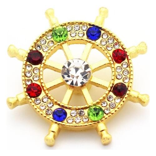 Newest 10pcs/lot Gold Rudder Snap Buttons Multicolor Full Rhinestone Stone Buttons Jewelry Fit 18/20mm DIY Snap Bracelet Jewelry