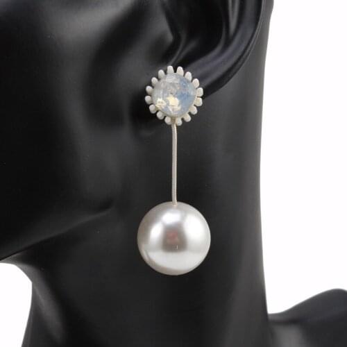 Bead Pendant Fashion 2021 New Crystal Simulated Pearl Earrings for Women Florate Brand Drop Dangle Valentine Day Gift for Friend