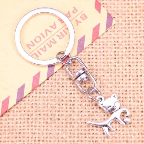 New Fashion Keychain 19x18mm double sided cat ball Pendants DIY Men Jewelry Car Key Chain Ring Holder Souvenir For Gift