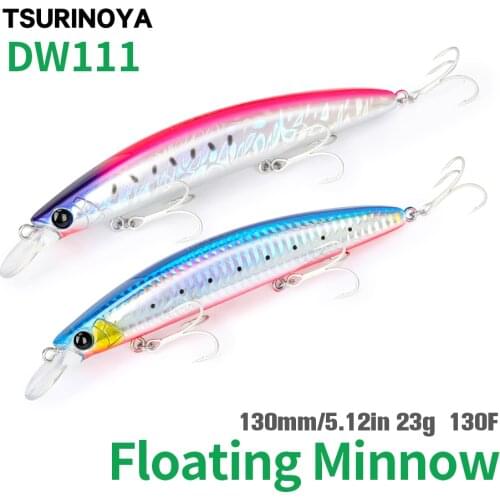 New TSURINOYA TWINKLE DW111 Floating Minnow Fishing Lure 130mm 23g Sea Bass Hard Bait Artificial Bait Ultra-long Casting Minnow