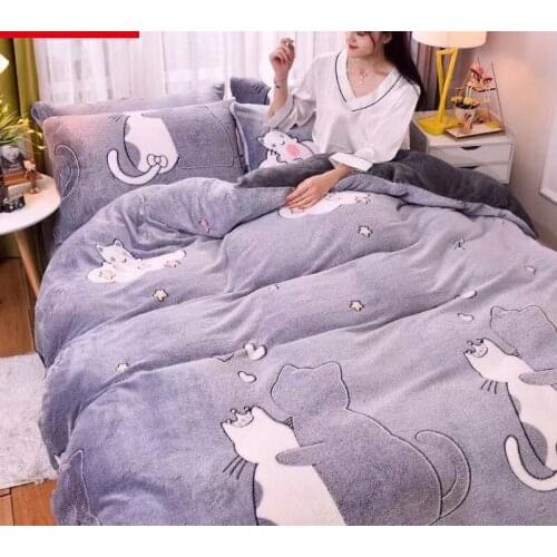 Lovely and beautiful thick coral fleece single quilt cover winter milk velvet quilt cover flannel quilt cover one-piece bedding